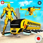 Скачать взломанную летающий школьный автобус робот герой робот игры (Открыты уровни) версия 21 apk на Андроид