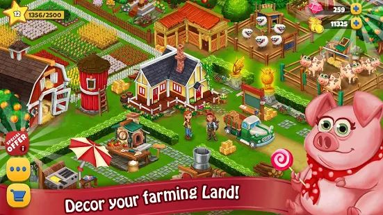Скачать взломанную Farm Day Village фермер: Offline игры (Бесконечные монеты) версия 1.2.30 apk на Андроид