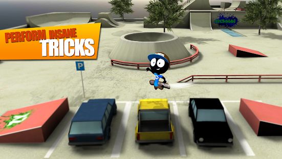 Скачать взломанную Stickman Skate Battle (Много денег) версия 2.3.2 apk на Андроид