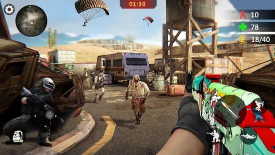 Скачать взломанную Zombie 3D Gun Shooter- Real Survival Warfare (Бесконечные монеты) версия 1.2.5 apk на Андроид