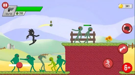 Скачать взломанную Stickman Zombie Shooter: Зомби шутер с человечком (Много денег) версия 1.4.12 apk на Андроид