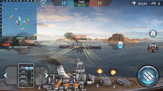 Скачать взломанную Атака военных кораблей 3D (Много денег) версия 1.0.7 apk на Андроид