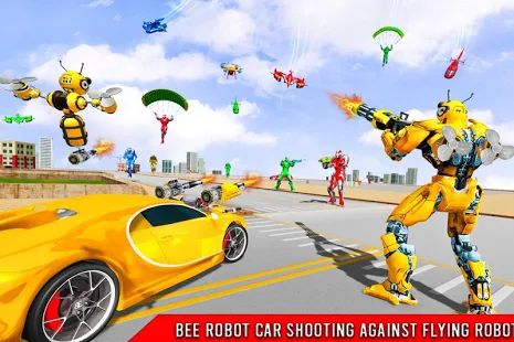 Скачать взломанную Игра Пчела робот трансформации автомобиля (Бесконечные монеты) версия 1.8 apk на Андроид