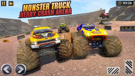 Скачать взломанную Real Monster Truck Demolition Derby Crash Stunts (Много денег) версия 3.0.7 apk на Андроид