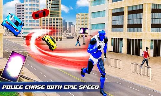 Скачать взломанную большой полицейский робот герой скорости игры (Много денег) версия 15.0.0 apk на Андроид