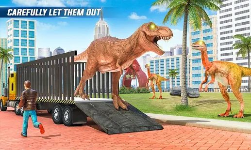 Скачать взломанную злой динозавр транспорт зоопарк грузовик перевозки (Бесконечные монеты) версия 31 apk на Андроид