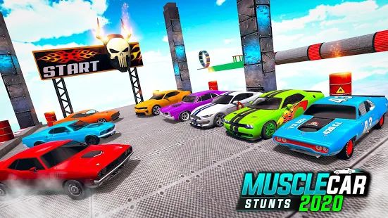 Скачать взломанную Muscle Car Stunts 2020: Mega Ramp Stunt Car Games (Бесконечные монеты) версия 1.1.9 apk на Андроид