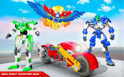 Скачать взломанную Flying Police Eagle Bike Robot Hero: Robot Games (Много денег) версия 30 apk на Андроид