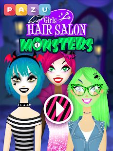 Скачать взломанную Девочки парикмахерская монстры - игры для детей (Много денег) версия 1.25 apk на Андроид