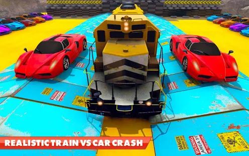 Скачать взломанную Train Vs Car Crash: Гоночные игры 2019 (Бесконечные монеты) версия 1.2 apk на Андроид