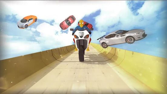 Скачать взломанную Super Hero Bike Mega Ramp 2 (Много денег) версия 1.7 apk на Андроид