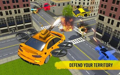 Скачать взломанную Flying Car Shooting Game: Modern Car Games 2020 (Много денег) версия 1.1 apk на Андроид