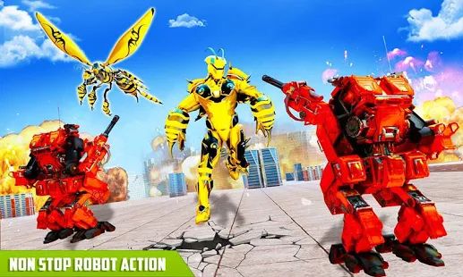 Скачать взломанную летящая пчела делает робот битву: игры робота (Много денег) версия 5 apk на Андроид
