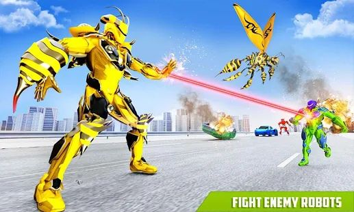 Скачать взломанную летящая пчела делает робот битву: игры робота (Много денег) версия 5 apk на Андроид
