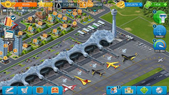 Скачать взломанную Аэропорт Сити: Построй город (Бесконечные монеты) версия 8.01.16 apk на Андроид