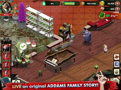 Скачать взломанную Addams Family: Mystery Mansion - The Horror House! (Бесконечные монеты) версия 0.2.4 apk на Андроид