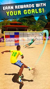 Скачать взломанную Shoot Цель Пляжный футбол (Много денег) версия 1.3.8 apk на Андроид