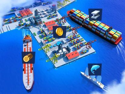 Скачать взломанную Sea Port: Стратегия - строй город и перевози грузы (Много денег) версия 1.0.143 apk на Андроид