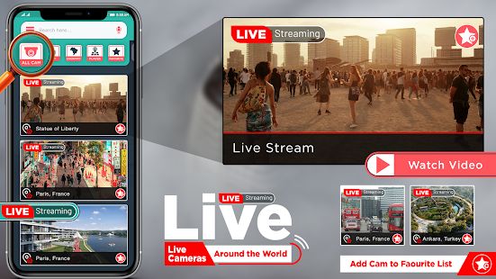 Скачать Live Cam - Живая земля Посмотреть в HD (Разблокированная) версия 2.6 apk на Андроид